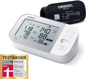 OMRON X7 Smart - Automatisches Oberarm-Blutdruckmessgerät | Testsieger Stiftung Warentest 23.11. | AFib-Erkennung | klinisch validiert - auch für Diabetiker | mit kostenloser Smartphone-App | 22–42 cm