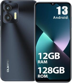 OUKITEL C36 Handy Ohne Vertrag, 12GB+128GB/1TB erweiterbar, 5150mAh 6.56" HD+ Display Android 13 günstiges Smartphone 4G, Octa Core Prozessor, 13MP Panorama Kamera,Dual SIM 3 Steckplatz, Wi-Fi