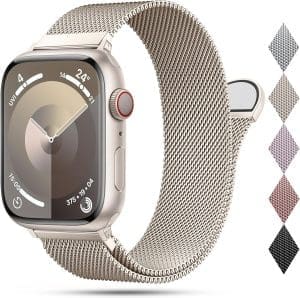 OULUOQI Ersatzarmband Kompatibel mit Apple Watch Armband 41mm 40mm 38mm 46mm 45mm 44mm 42mm Damen Herren, Einstellbar Metall Armbänder aus Edelstahl für iWatch Series Se Ultra 10 9 8 7 6 5 4 3 2 1