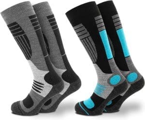 Occulto 2 Paar DAMEN SKISOCKEN mit POLSTERUNG in verschiedenen Farben, THERMO WINTERSOCKEN für SKI und SNOWBOARD