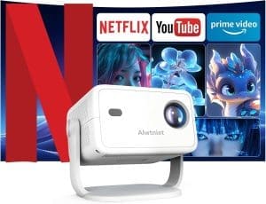 (Offizielle Netflix-Lizenz) L018 NTV Smart Beamer, 1080P Native 400 ANSI, Autofokus und Auto Keystone Mini tragbarer Projektor mit Android 13, Sprachfernbedienungs unterstützter Heimkino Projektor