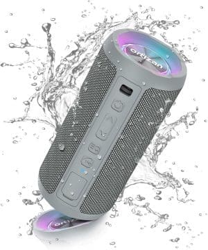 Ortizan Bluetooth Lautsprecher mit Licht, Musikbox Tragbarer Bluetooth Box mit IPX7 wasserdicht, Dualen Bass-Treibern, 30h Akku, Freisprechfunktion für Telefon, Draußen