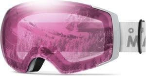 OutdoorMaster Unisex Skibrille PRO Damen Herren mit Wechselgläsern, Schneebrille 100% UV-Schutz Skibrille für Brillenträger, Anti-Nebel Snowboard Brille Ski Goggles für Jungen und Mädchen