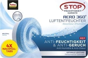 Pattex AERO 360° Neutral Tabs Nachfüllpack (4er-Pack), reduzieren Feuchtigkeit und schlechte Gerüche, Nachfülltabs für den Luftentfeuchter AERO 360°