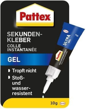 Pattex Sekundenkleber Ultra Gel, extra starker & flexibler Superkleber, stoß- & wasserresistentes Sekundenkleber Gel für z. B. Gummi, Leder, Holz, 1 x 10g