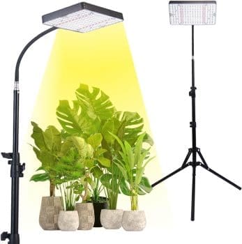 Pflanzenlampe LED mit Ständer, 2000 Lumen Pflanzenleuchte UV-IR Vollspektrum Pflanzenlicht für Zimmerpflanzen, Wachstumslampe für Pflanzen, Daisy Chain Funktion, On/Off Schalter