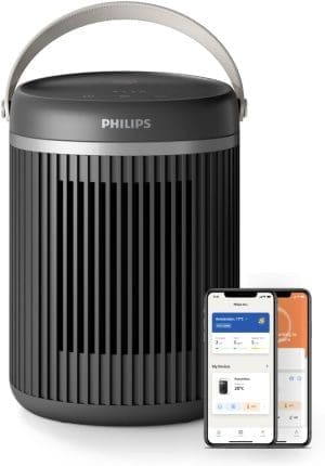 Philips 3000 Series Energy Efficient Connected Fan Heater 2000W, bis zu 50 % Energieeinsparung mit Eco AI, leise 24 db(A), 5 Sicherheitsfunktionen, 45°-Oszillation, dunkelgrau (CX3120/01)