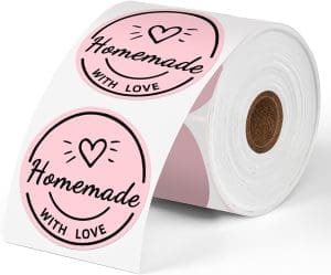 Phomemo 2" Runde Rosa Etiketten 750 Etiketten/Rolle, kompatibel mit MUNBYN, Phomemo, Polono Etikettendrucker, BPA-freie Versandetiketten Selbstklebende Thermoetiketten für Logo, Code, DIY-50x50mm