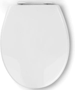 Pipishell Toilettendeckel, WC Sitz mit Absenkautomatik, Quick-Release Funktion für einfache Reinigung, O Form Weiß Toilettensitz mit verstellbaren Scharnieren, Kunststoffversion