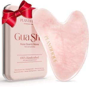 Plantifique Gua Sha Stein – Natürlicher Rosenquarz Massageroller – Guasha aus Rosenquartz – Gesichtsmassage Für Augenschwellungen Hautstraffung von Gesicht – Gua Sha Stein Original – Gesichtsmassagegerät