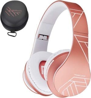 PowerLocus Bluetooth Over-Ear Kopfhörer, Kabellos Stereo Faltbare Kopfhörer Kabellose und Kabel-Kopfhörer mit integriertem Mikrofon, Micro SD/TF, FM für Handys/iPad/Laptops & PC (Roségold)