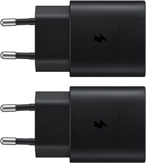 Powersky (2er Pack) 25W Netzteil USB C Schnellladegerät für Samsung Galaxy S24/ S23/ S22/ S22 Plus/ S21/ S21 Ultra/ S20 Plus/Z Fold 5/6 5G/ Z Flip6/ Note20/ A54 A53 5G, Tablet Ladegerät USB C Schwarz