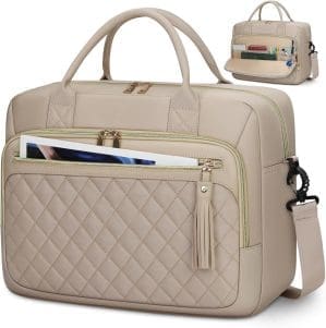 RAINSMORE Laptoptasche Damen 17,3 Zoll Laptop Aktentasche Wasserdichte Arbeitstasche Lehrertasche Business Laptop Notebook Taschen Damen Schultertasche Umhängetasche Khaki