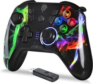 REDSTORM PC Controller, Wireless Gamepad für Windows 10/ PS3/ Android, Turbo-Funktion(Dauerfeuer), 4 programmierbare Tasten, 5 Stufen Vibration, einstellbare Tastenbeleuchtung