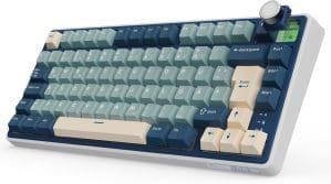 RK ROYAL KLUDGE R75 Mechanische Tastatur Kabellos 75%, Gasket Gaming Tastatur 75 Prozent TKL mit Knopf QWERTZ RGB Bluetooth/2.4G/USB-C PBT Tastenkappen QMK/VIA, Hot Swap Linearer Creamy Switches