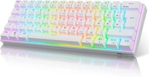 RK61 Mechanische Gaming-Tastatur, 2,4 GHz Kabellose/Bluetooth/Verkabelte 60% Mechanische Tastatur 61 Tasten, Hot-Swap-fähiger Roter Schalter mit RGB Kompatibel für Win/Mac, Weiß (QWERTZ)