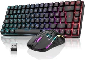 RedThunder 75% Kabelloses Gaming Tastatur und Maus Set, QWERTZ DE Layout, 85 Tasten TKL Wiederaufladbare Kompakte Tastatur, Ultraleichte 7200DPI-Maus mit Wabenkonstruktion für PC MAC PS5 Xbox Gamer