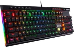 Redragon K580 VATA RGB LED Blaue Schalter Mechanische Gaming Tastatur, US Layout mit Hintergrundbeleuchtung 104 Tasten Anti-Ghosting mit Makrotasten und Dedizierten Mediensteuerelementen