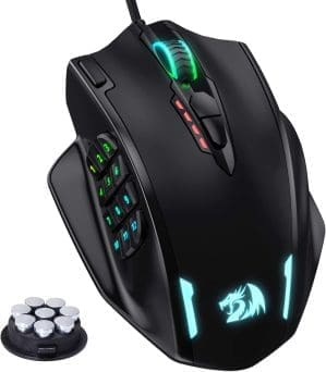 Redragon M908 Impact RGB LED MMO Maus mit Seitentasten, optisch kabelgebundene Gaming-Maus mit 12.400DPI, hohe Präzision, 20 programmierbare Maustasten