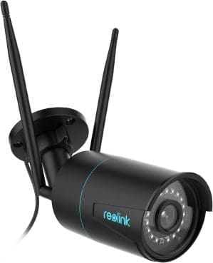 Reolink 2K+ Kabelgebundene Überwachungskamera Aussen, 2,4/5GHz WLAN Kamera Outdoor, IP67 Wetterfest, Person/Auto/Tiererkennung mit Alarmen, 5MP Nachtsicht, Zeitraffer, SD-Kartenslot, RLC-510WA Schwarz