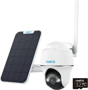 Reolink 3G/4G LTE Überwachungskamera mit SIM-Kartenslot, 5MP 355°/140° PTZ Solar Kamera Outdoor, Farbnachtsicht, Personen/Tiererkennung, Alarmfilterung, Standalone, Go PT Plus+Solarpanel+32GB microSD