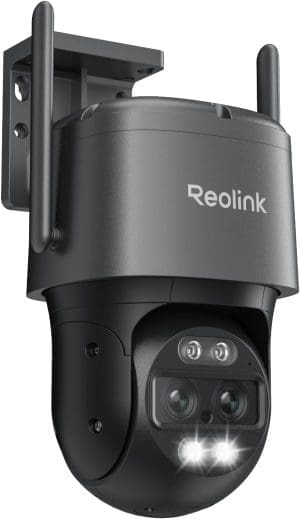 Reolink 4K 8MP Wi-Fi 6 PTZ Überwachungskamera Aussen WLAN mit Auto-Tracking, 6X Hybrid-Zoom, Dual-Objektiv, Dual-Ansicht, Personen/Auto/Tiererkennung, Farbnachtsicht, 2-Wege-Audio, TrackMix WiFi Grau