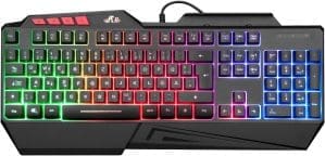 Rii Gaming Tastatur, PC Tastatur Beleuchtet Regenbogen Tastatur USB, 19 Anti-Ghosting, Gaming Tastatur Für PC/Laptop/PS4/Xbox One (Deutsches Layout)