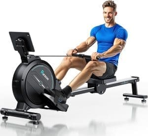 Riksion Rudergerät für Zuhause, Magnetische Rudergerät mit LCD-Display, Heimrudergerät für Cardio-Training, 160 kg Gläubiger, Vertikal Verstaubar