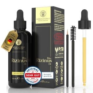 Rizinusöl BIO • 100ml • 100% Rein, Natürlich & kaltgepresst • Rizinusöl für Haare, Wimpern, Augenbrauen, Bart & Fingernägel • Rizinusöl kaltgepresst bio • Vegan - höchster Reinheitsgrad ph. Eur.