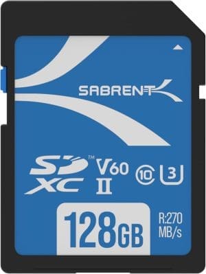 SABRENT SD Karte 128GB V60, SDXC Karte UHS II, SD Speicherkarte Klasse 10, U3, R270MB/s W170MB/s Full HD Ultra 8K (SD-TL60-128GB)