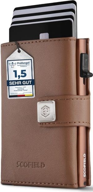 SF SCOFIELD Trinity Wallet, Pop Up Kartenhalter Herren mit Münzfach 10 - 12 Karten, Kreditkartenetui, RFID-Schutz, Kartenetui, Herrengeldbörse, Smart Wallet