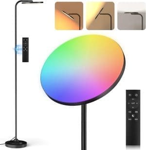 SIBRILLE LED Stehleuchte Wohnzimmer RGB, 36W superhelle moderne Stehlampe, dimmbar mit Fernbedienung, 3000K-6000K Uplighter, LED Leselampe, Stehleuchte für Wohnzimmer, Schlafzimmer, Büro