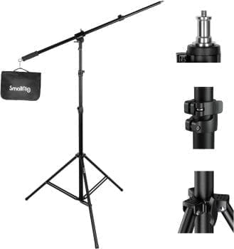 SMALLRIG Aluminium Lichtstativ 110"/9.2ft/280cm, mit 170cm Haltearm, luftgepolstertes Fotografie-Stativ mit 1/4"-Schraube für Softbox, Studiolicht, Ringlicht, max. Belastung 5kg, RA-S280A - 3737