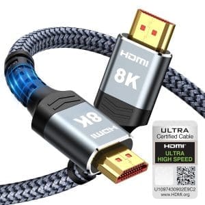 SNOWKIDS HDMI 2.1 Kabel 2 Meter Zertifiziertes, HDMI Kabel 10K 8K 48Gbps Highspeed 8K 60Hz 4K 120Hz DTS:X,HDCP 2.3,HDR 10,eARC, Kompatibel mit PS5 HDTV