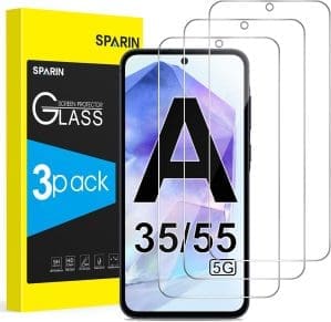 SPARIN 3 Stück Panzer Schutz Glas für Samsung Galaxy A35/A55 5G, HD Displayschutz, 9H Härte Schutzfolie, Frei von Kratzern, Ultrabeständige Folie