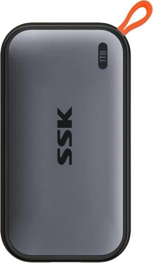 SSK 1 TB tragbare externe NVME-SSD, bis zu 1050 MB/s, extreme Übertragungsgeschwindigkeit, USB 3.2 Gen 2 Solid State Drive für Typ-C-Smartphones, PS5, Xbox, Laptop, MacBook/Pro/Air und mehr