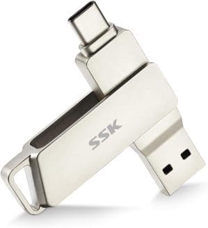 SSK USB C-Disk 128 GB Speicher bis zu 200 MB/s Dual-Laufwerk Typ C + USB 3.2 Jump Flash Drive-Speicherstick Kompatibel mit Thunderbolt 3 für Android Phone, MacBook/Pro/Air und mehr