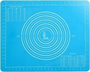 SUPER KITCHEN Rutschfeste Backunterlage Antihafte Backmatte Silikon Groß Teigunterlage Ausrollmatte XL Silikonmatte Fondant Pizza Teigmatte - Epoxidharz Resin Matte (50×40cm, Blau)