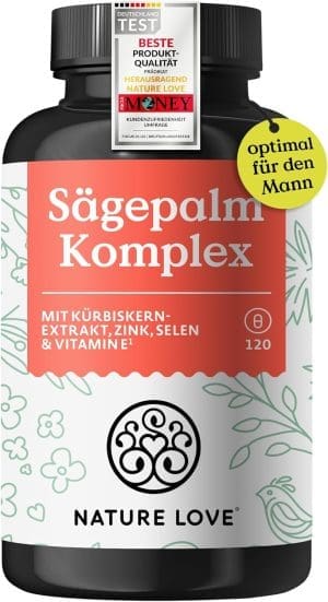 Sägepalm Komplexextrakt - 120 Kapseln - Sägepalmextrakt, Kürbiskernextrakt, Brennnesselextrakt, Zink, Selen & Vitamin E - Sägepalme (Saw Palmetto) mit 5% Phytosterolen - 2 Monatsvorrat - vegan