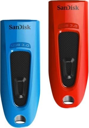 SanDisk Ultra USB 3.0 Flash-Laufwerk 64 GB (SecureAccess Software, Passwortschutz, Übertragungsgeschwindigkeit von bis zu 130 MB/s) Blau/Rot