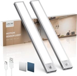 Schrankbeleuchtung Led Lampe mit Bewegungsmelder - 21cm 1500mAh Unterbauleuchte Küche Licht Aufladbar mit USB & Sensor - Dimmbar Schranklicht Treppenlicht - Vitrinenbeleuchtung Magnetische | 2 Stück