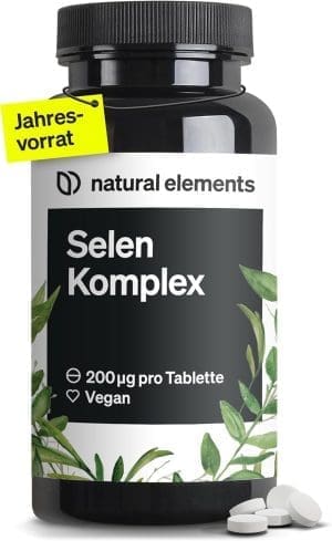 Selen Komplex – 365 Tabletten mit je 200µg – Komplex aus Natriumselenit und Selenmethionin – vegan, hochdosiert, ohne unnötige Zusätze – in Deutschland produziert & laborgeprüft