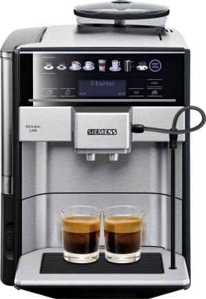 Siemens Kaffeevollautomat Eq.6 Plus S700 TE657503de, für Viele Kaffeespespespespespespespespespespespecialitäten, Milch-aufschäumdüse, Keramikmahlwerk, Doppeltassenfunkion, Antikalk, Automatisch-Dampffreintigung, 1500 W, Edelsthltion, 1500 W.