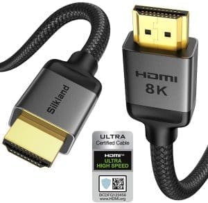 Silkland 10K 8K HDMI 2.1 Kabel 7,6 m, Zertifiziertes HDMI® Kabel 4K@144Hz/120Hz, eARC, HDR10, Dolby Atmos, DTS:X, 48Gbps, HDCP2.3 für HDTV/Soundbar/PS5/Blu-ray/Switch/Beamer/ Laptop/Display/TV-Box/PC