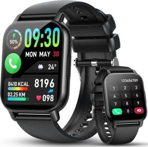 Smartwatch Damen Herren mit Telefonfunktion, 1,85'' Zoll HD Smart Watch, 112+ Sportmodi Sportuhr mit Pulsuhr/Schlafmonitor, IP68 Wasserdicht Fitnessuhr mit Informationsspeicher für iOS Android