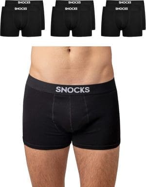 Snocks Herren Boxershorts Bio-Baumwolle (6er Pack) Unterhosen ohne Einschneiden, Gummibund (Größe S–4XL)