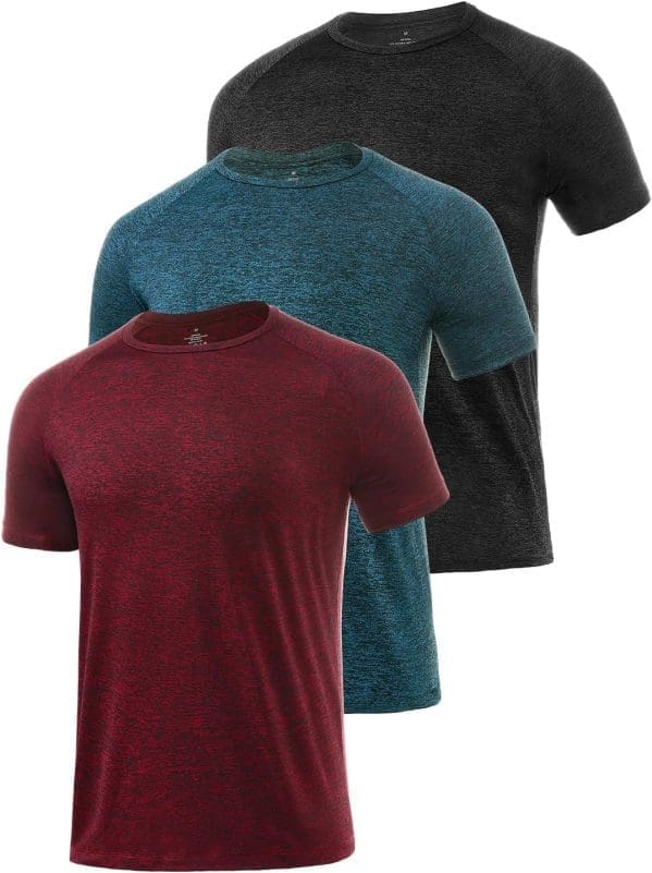 Star Vibe 3 Stücke trockene T-Shirts für Herren Schwitzen Sport T-Shirts Sport Fitness-Sportkleidung Kurze Ärmel Fitness-Studio Sport-Shirt