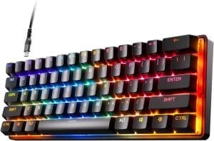 SteelSeries Apex Pro Mini HyperMagnetic Gaming-Tastatur – Die weltweit schnellste Tastatur – Anpassbares Ansprechverhalten – 60%-Formfaktor – RGB – PBT-Tastenkappen – USB-C – Deutsches Tastatur QWERTZ