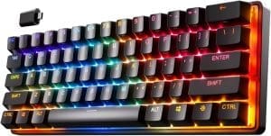 SteelSeries Apex Pro Mini Wireless HyperMagnetic Gaming-Tastatur – Die weltweit schnellste Tastatur – 60%-Formfaktor – RGB – PBT-Tastenkappen – Bluetooth – 2,4 GHz – USB-C – Deutsches Tastatur QWERTZ