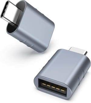 Syntech USB-C-auf-USB-Adapter, 2 USB-C-Stecker-auf-USB-3-Buchsen-Adapter, kompatibel mit iPhone 16 Pro Max iMac iPad Pro 2021, MacBook Air Pro 2020 und anderen Typ-C-/ Thunderbolt-3-Geräte, Blau